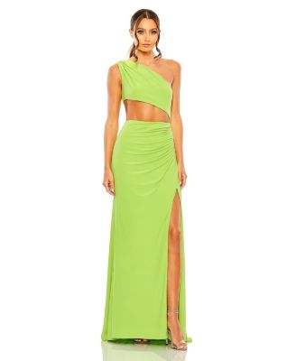 Women's Cut Out One Shoulder Ruched Back Gown