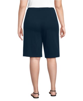 Plus Size Sport Knit High Rise Pleated 12" Bermuda Shorts