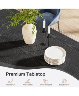 70.87-Inch Dining Room Table for 6-8 People, Rectangular Farmhouse Kitchen Table with Solid Pedestal