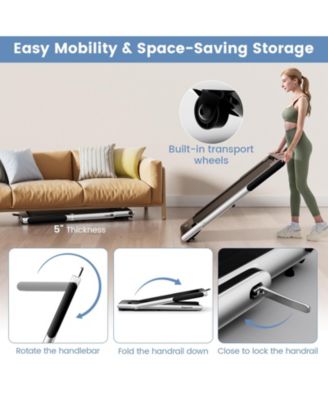 2 in 1 Under Desk Treadmill, 2.25HP Superfit Folding Treadmill with Touch Panel Control, App Control, Remote Control, Bluetooth Speaker, Foldable Walking Treadmills for Home Office