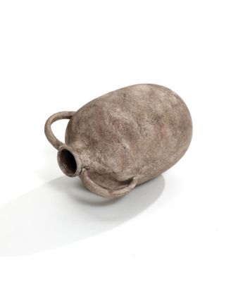 Marble Brown Ceramic 11.5-Inch Tall Jug Vase with Handles