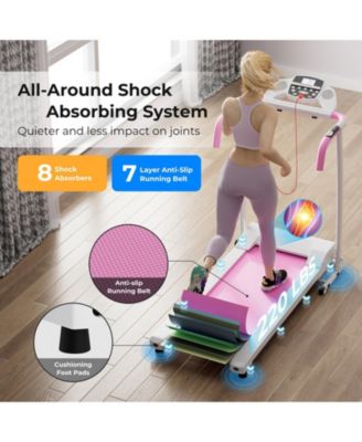 Foldable Treadmill, Freestanding Easy Assembly Folding Treadmill with 12 Preset Programs, LCD Monitor, Built-in Wheels & Pulse Sensor, Portable Compact Running Machine for Small Space