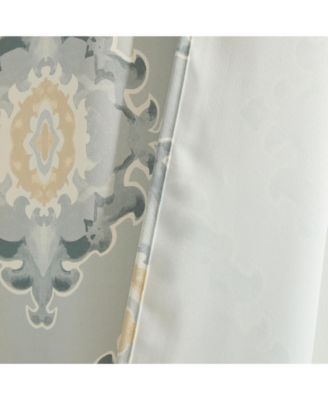 Liam Ogee Ikatt Damask Patterned Window Grommet Curtains Bedroom - Light Blocking Darkening Window Panels, Set of 2 (Grey, 52 W x 84 L)