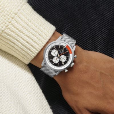 Simon Stainless Steel Chronograph Silver Tone & Black Men's Watch 1321BSIS