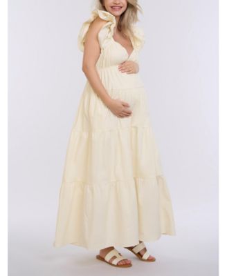 Maternity Ruffle Sleeve Tie-Back Maxi Dress - Motherhood