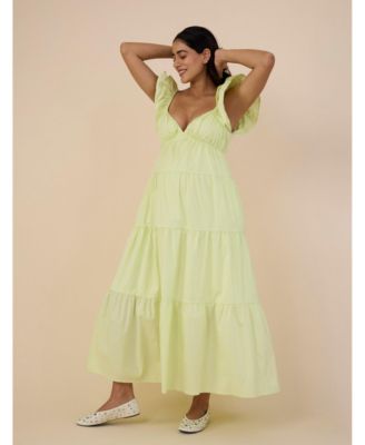 Maternity Ruffle Sleeve Tie-Back Maxi Dress - Motherhood