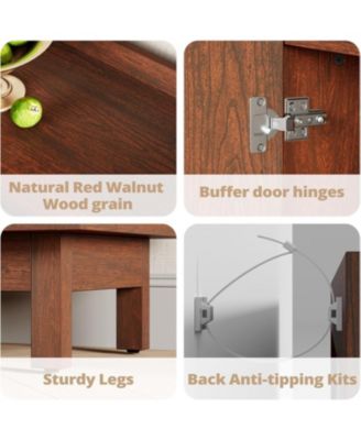 Storage Cabinet, 63" Large Buffet Cabinet with Shelves and Grille Doors