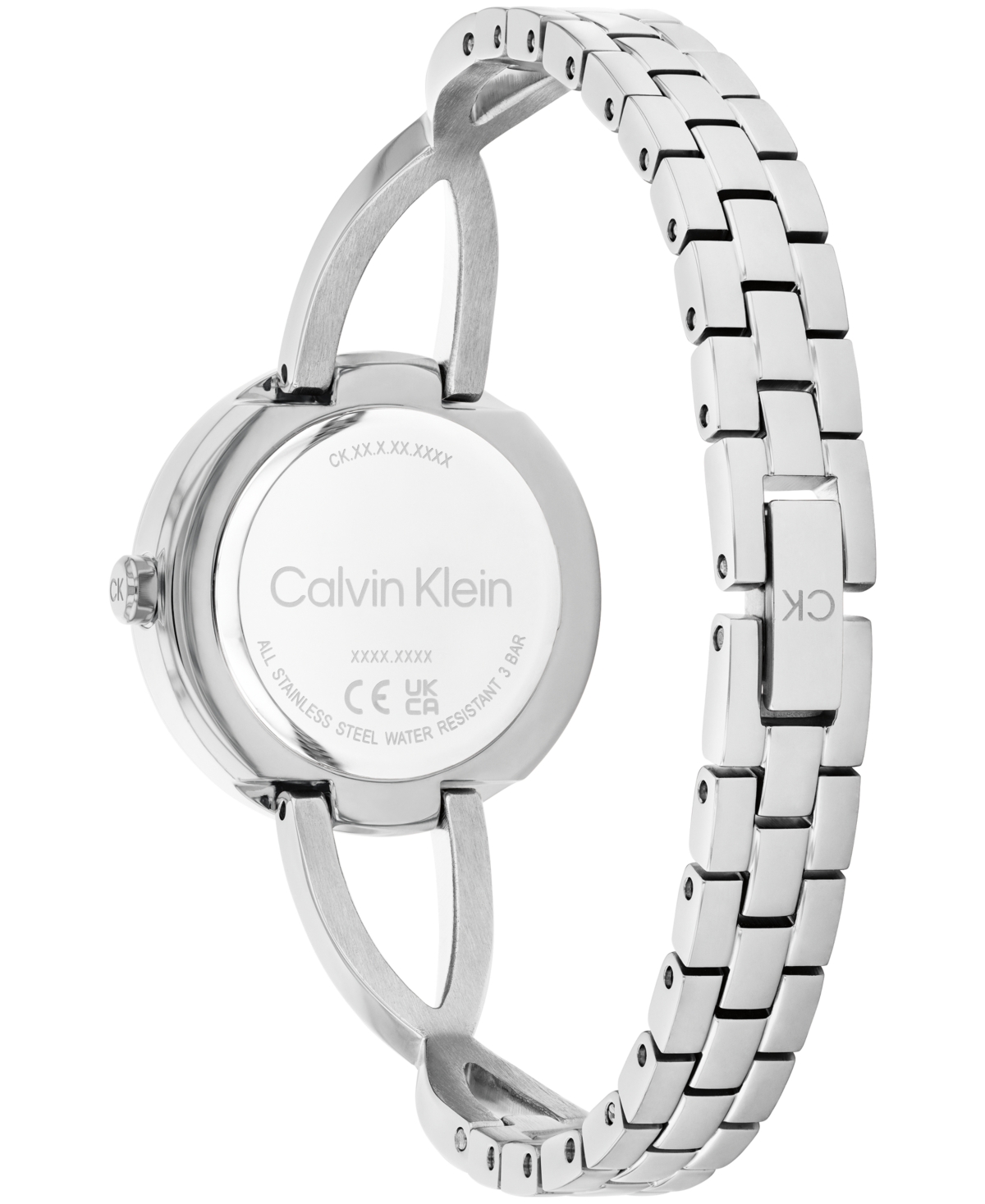 Calvin Klein Women's Sculpted Embrace Silver Tone Stainless Steel Bracelet Watch, 28mm In Silver