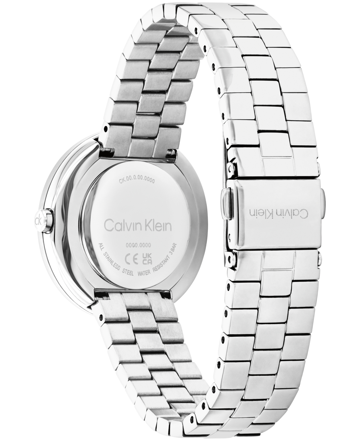 Calvin Klein Women's Twisted Bezel Silver Tone Stainless Steel Bracelet Watch, 34mm In Silver