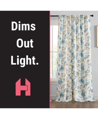 Scarlet Floral & Birds Patterned Back Tab Rod Pocket - Light Blocking Darkening Window Panels, Set of 2 (Grey, 52 W x 84 L)