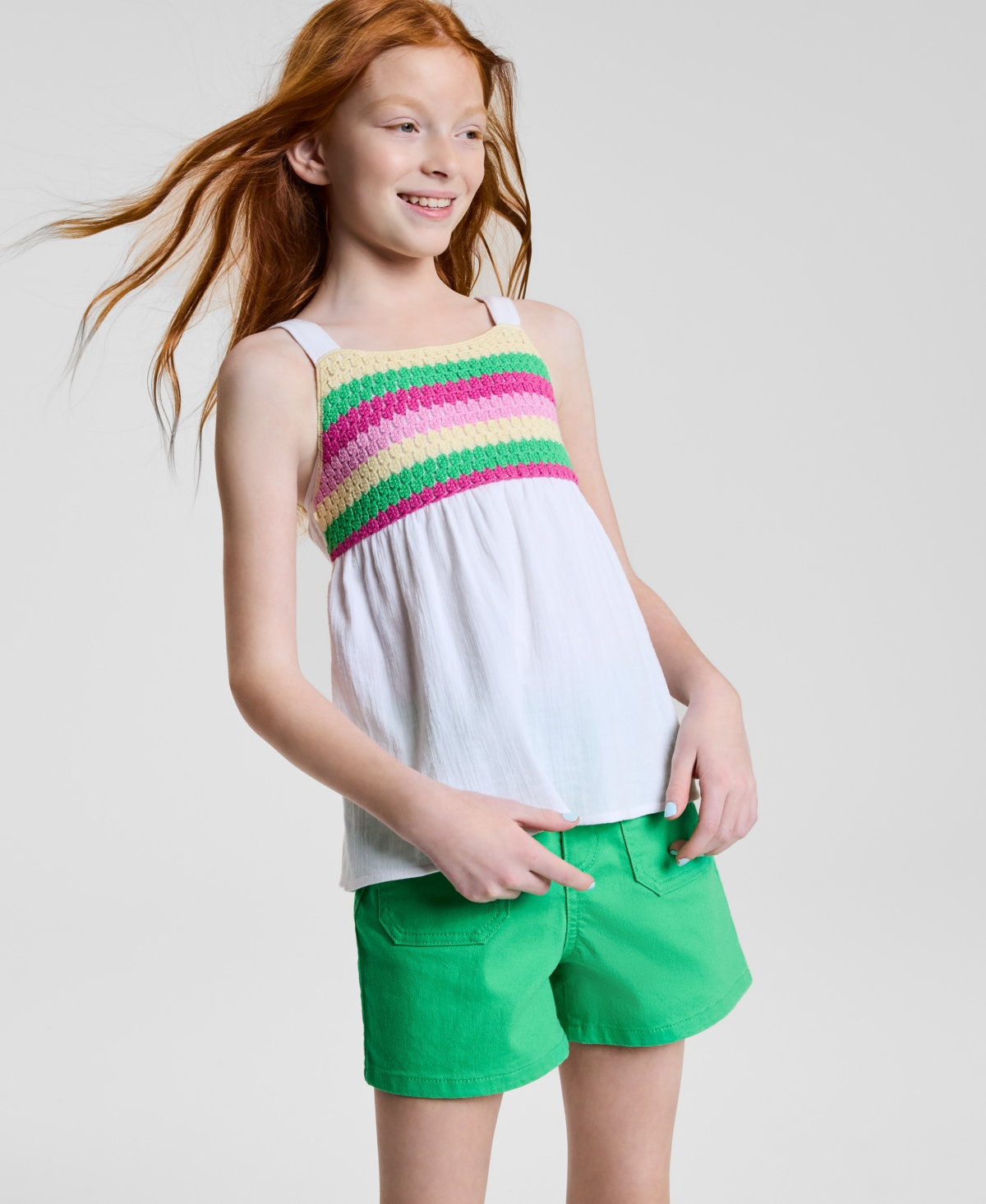 Epic Threads Kid Girl Cotton Multi Crochet Swing Tank Top, Exclusively At Macy's In Bright Whi