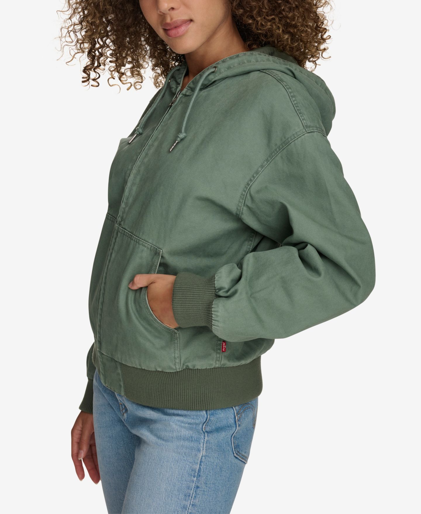 Женская куртка Levi's Relaxed Hooded Bomber, цвет: Зелёный — фото 3