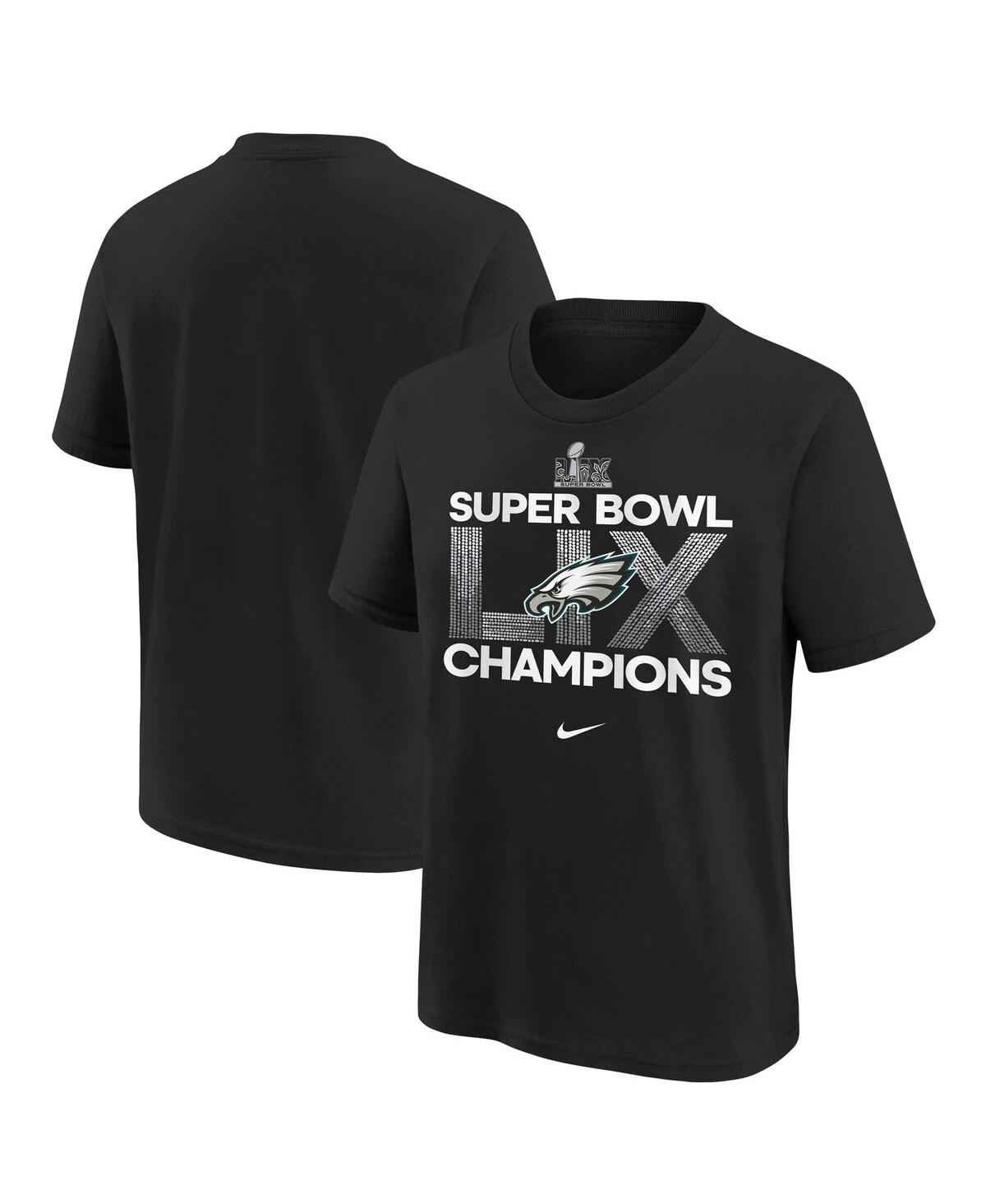 Nike Big Boys And Girls Black Philadelphia Eagles Super Bowl Lix Champions T-shirt In Black