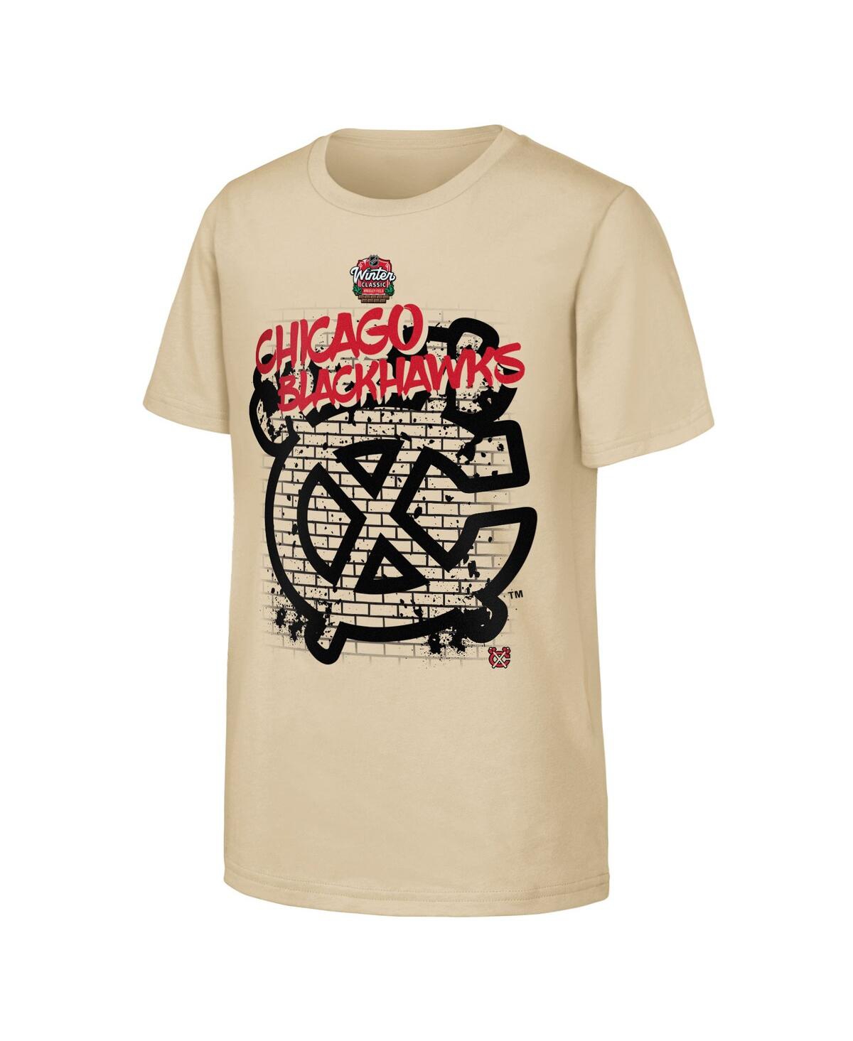 Outerstuff Big Boys And Girls Tan Chicago Blackhawks 2025 Nhl Winter Classic Street Art T-shirt In Tan