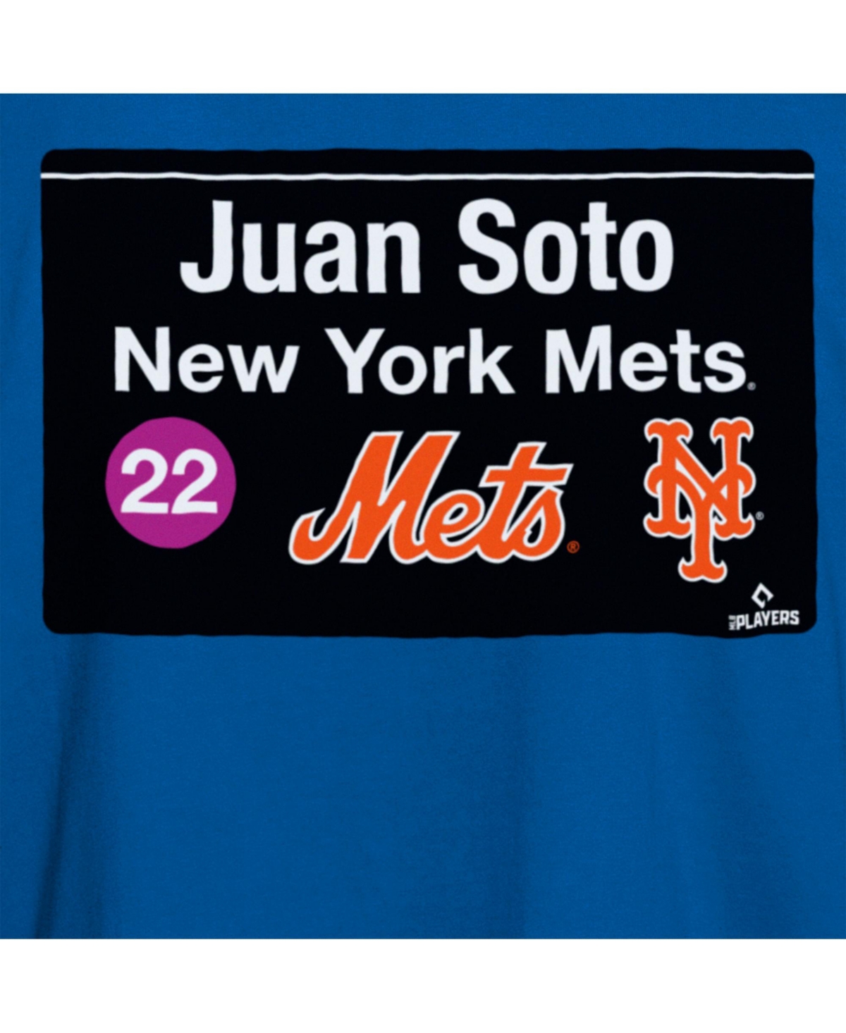 NEW ERA MEN'S JUAN SOTO BLUE NEW YORK METS SIGN PLAYER T-SHIRT 