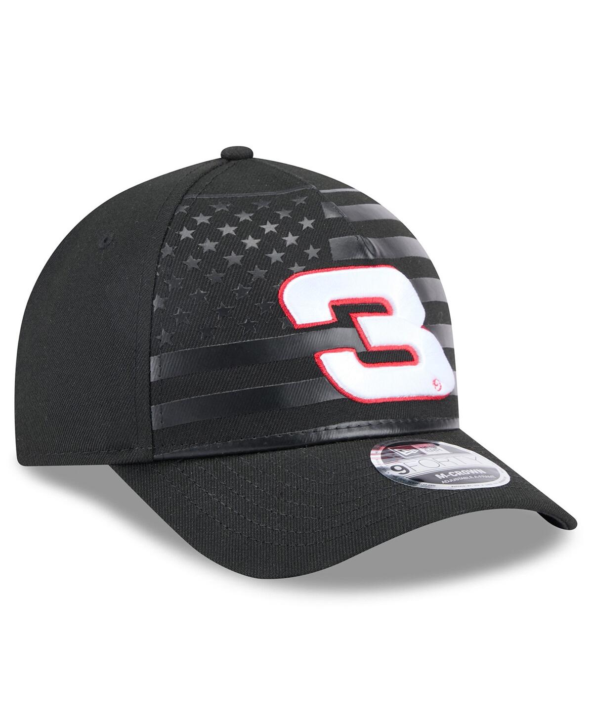 New Era Men's Black Austin Dillon American Flag 9forty M-crown A-frame Adjustable Hat In Black