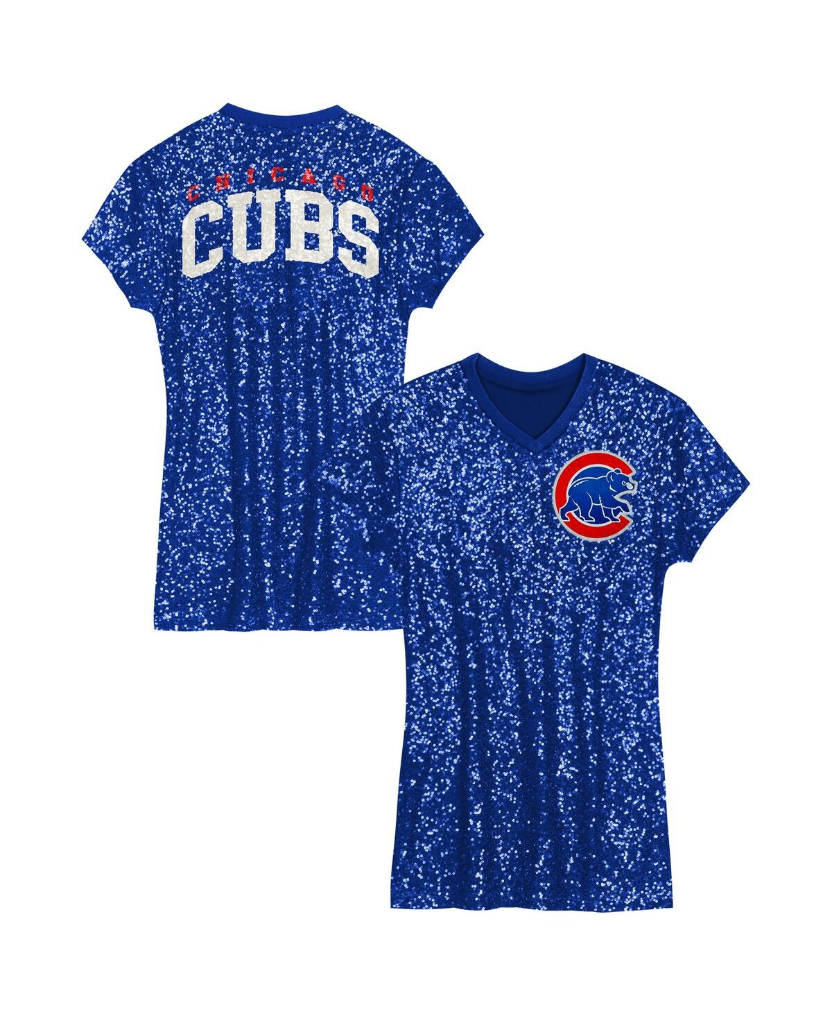 Outerstuff Girls Preschool Royal Chicago Cubs Sequin V-Neck Dress - Royal