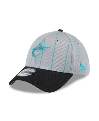 New Era - Men's Gray/Black Miami Marlins 2025 Batting Practice 39THIRTY Flex Hat