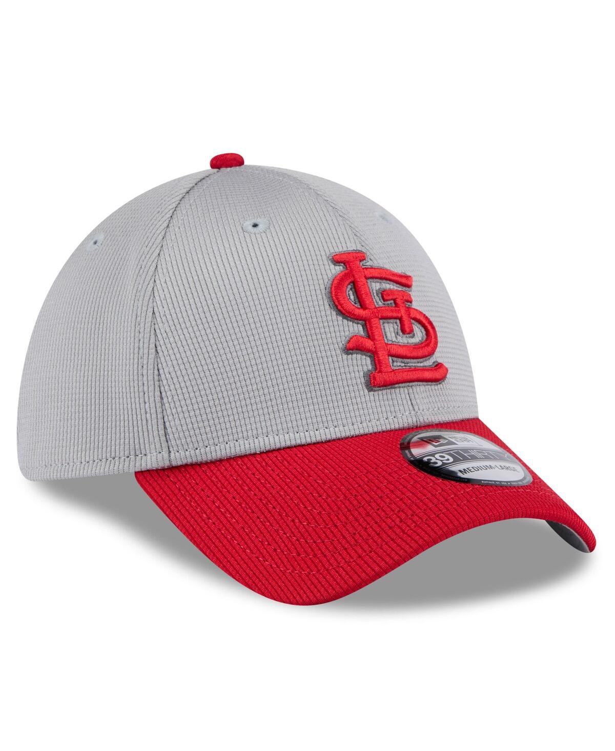 New Era Men's Gray/red St. Louis Cardinals 2025 Batting Practice 39thirty Flex Hat In Gray,red