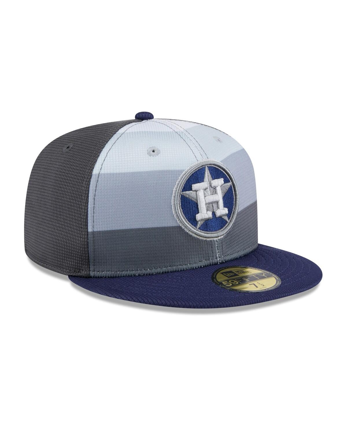 New Era Men's Gray/navy Houston Astros 2025 Batting Practice 59fifty Fitted Hat In Gray,navy