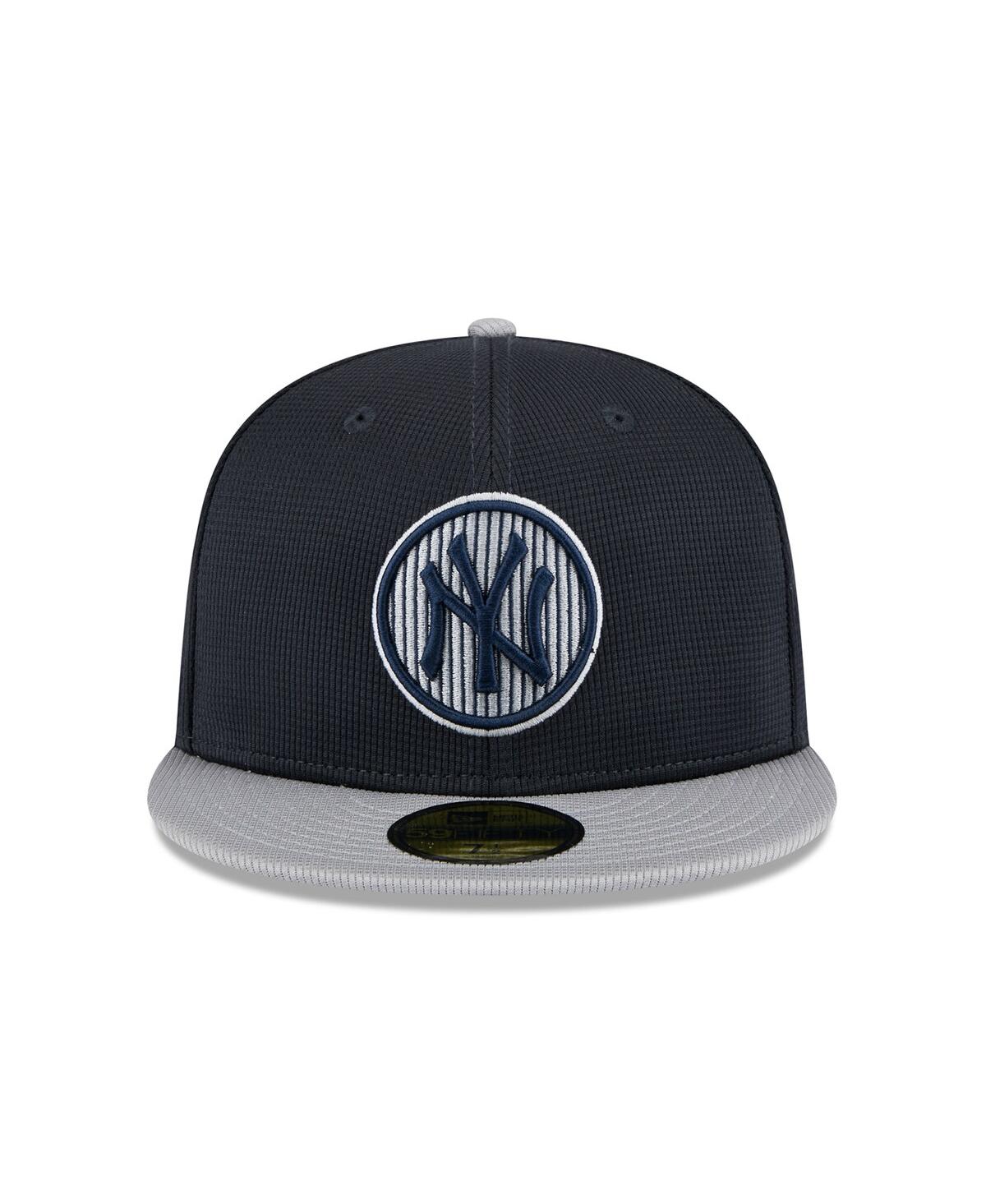 Shop New Era Men's Gray New York Yankees 2025 Batting Practice 59fifty Fitted Hat In Navy