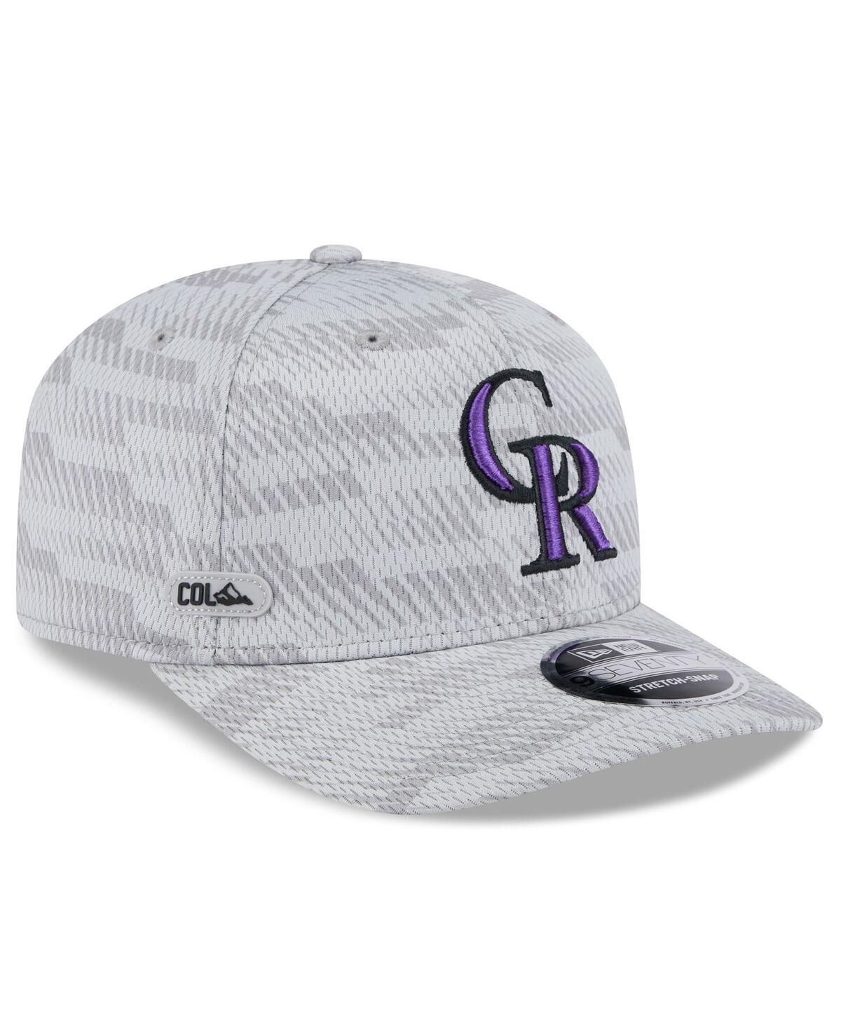 NEW ERA MEN'S GRAY COLORADO ROCKIES 2025 MLB CLUBHOUSE 9SEVENTY STRETCH-SNAP HAT 