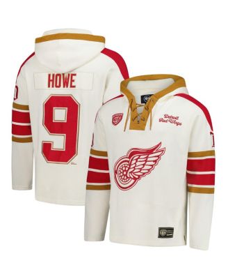 '47 Brand - Men's Gordie Howe Cream Detroit Red Wings Blue Line Heritage Name Number Lace-Up Pullover Hoodie