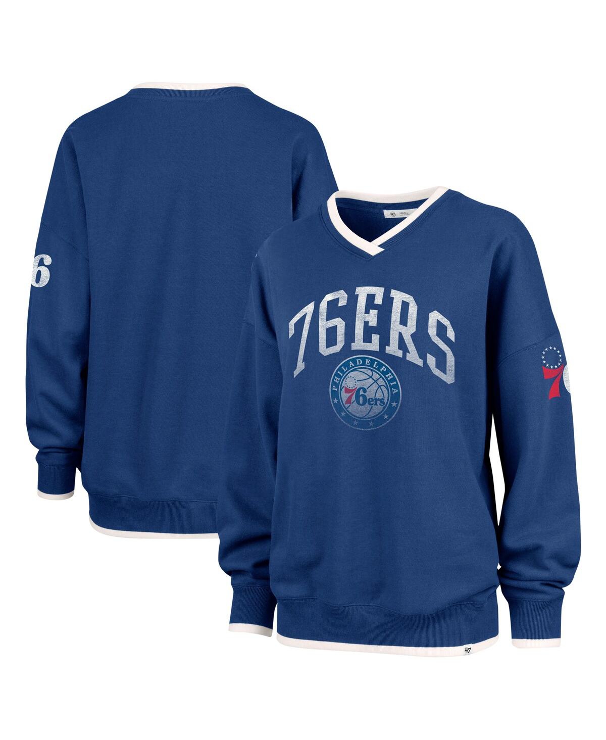 Shop 47 Brand Women's Royal Philadelphia 76ers Rise Wax Pack Daze '80s Oversize Pullover Sweatshirt