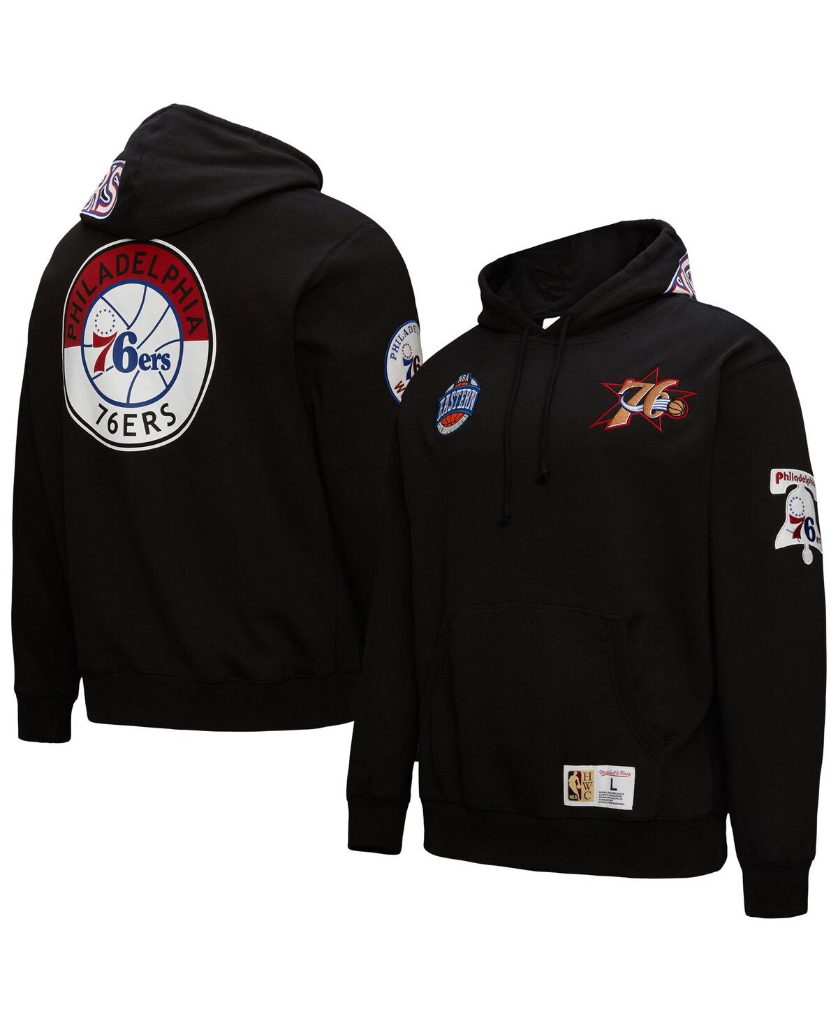 Mitchell & Ness Black Philadelphia 76ers Hardwood Classics Blackout Collection Pullover Hoodie In Black