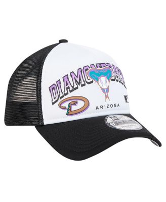 Men's White Arizona Diamondbacks Retro Wordmark 9FORTY A-Frame Trucker Adjustable Hat