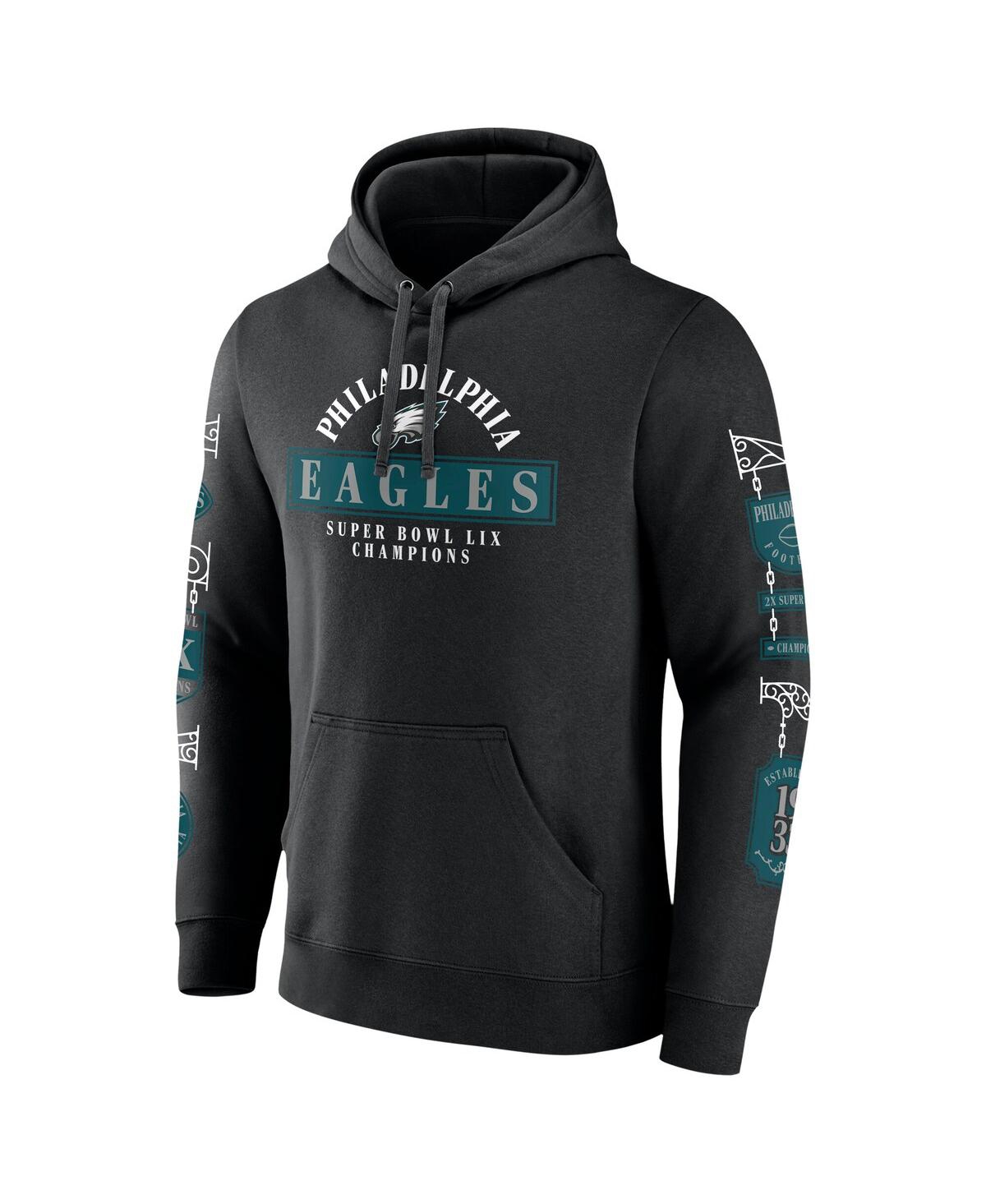 Fanatics Men's Black Philadelphia Eagles Super Bowl Lix Champions Four Piece Multi Hit Pullover Hoodie In Black