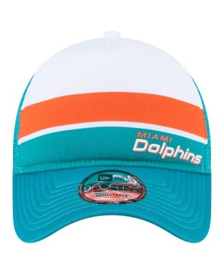 Big Boys and Girls Aqua Miami Dolphins Sport Night Color Block 9FORTY A-Frame Trucker Adjustable Hat