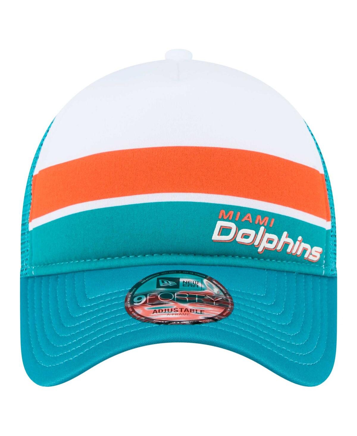 New Era Big Boys And Girls Aqua Miami Dolphins Sport Night Color Block 9forty A-frame Trucker Adjustable Hat In Aqua