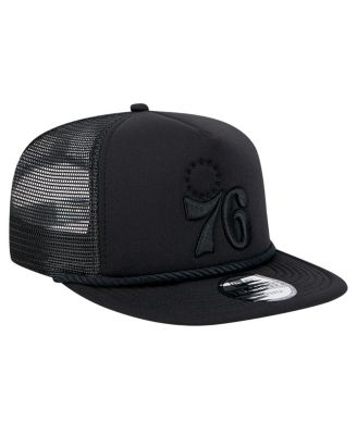 Men's Black Philadelphia 76ers Tone Foam Meshback Golfer Snapback Hat