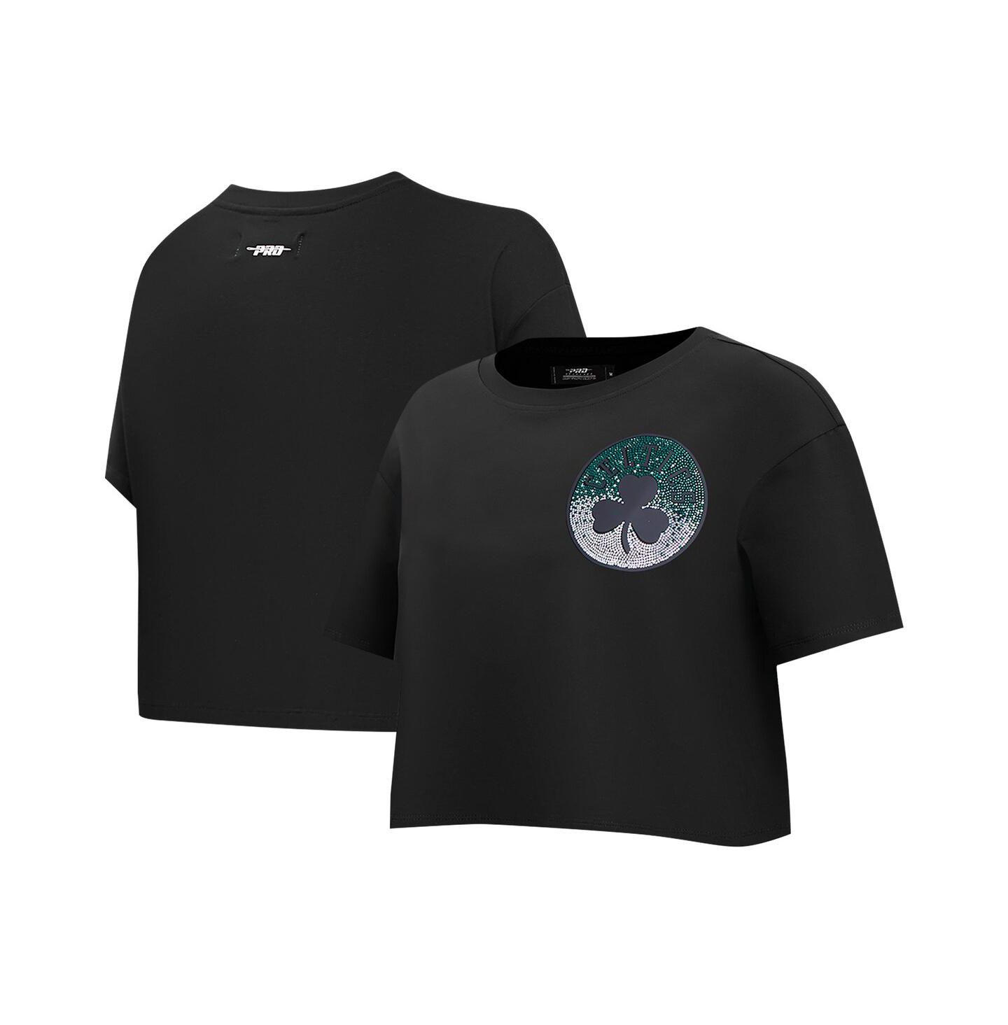 Женская футболка Pro Standard Black Boston Celtics Jewels Boxy Cropped — фото 1