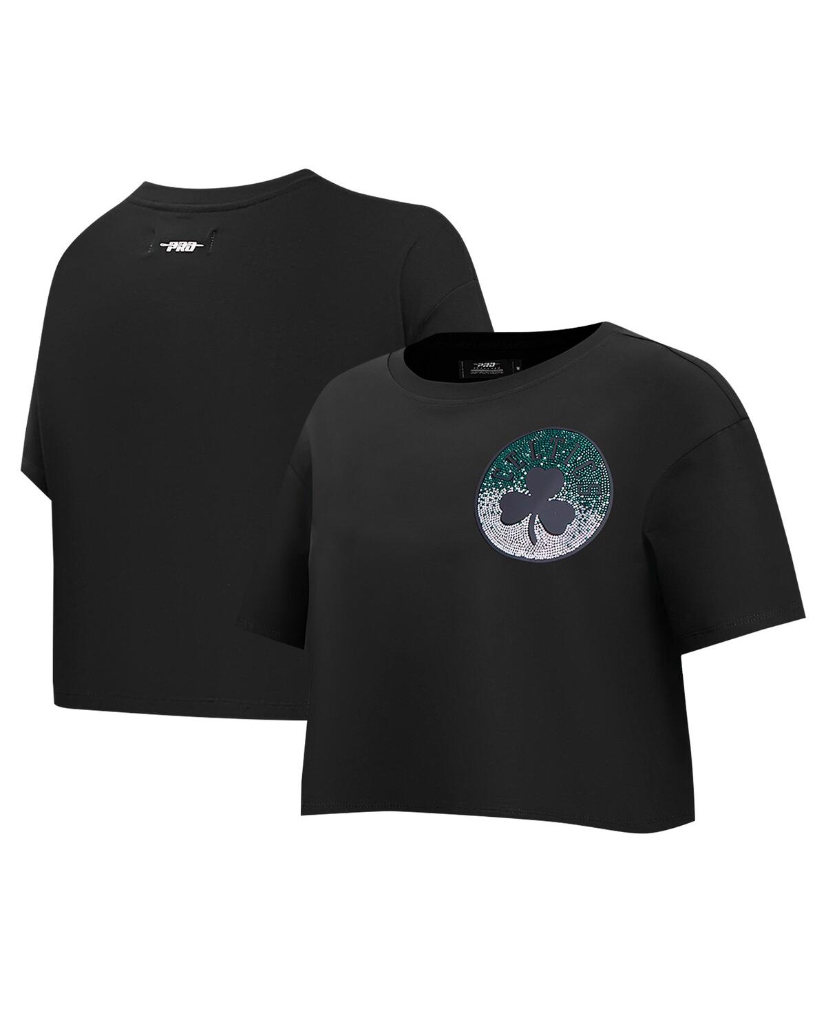 Women's Black Boston Celtics Jewels Boxy Cropped T-Shirt - Black