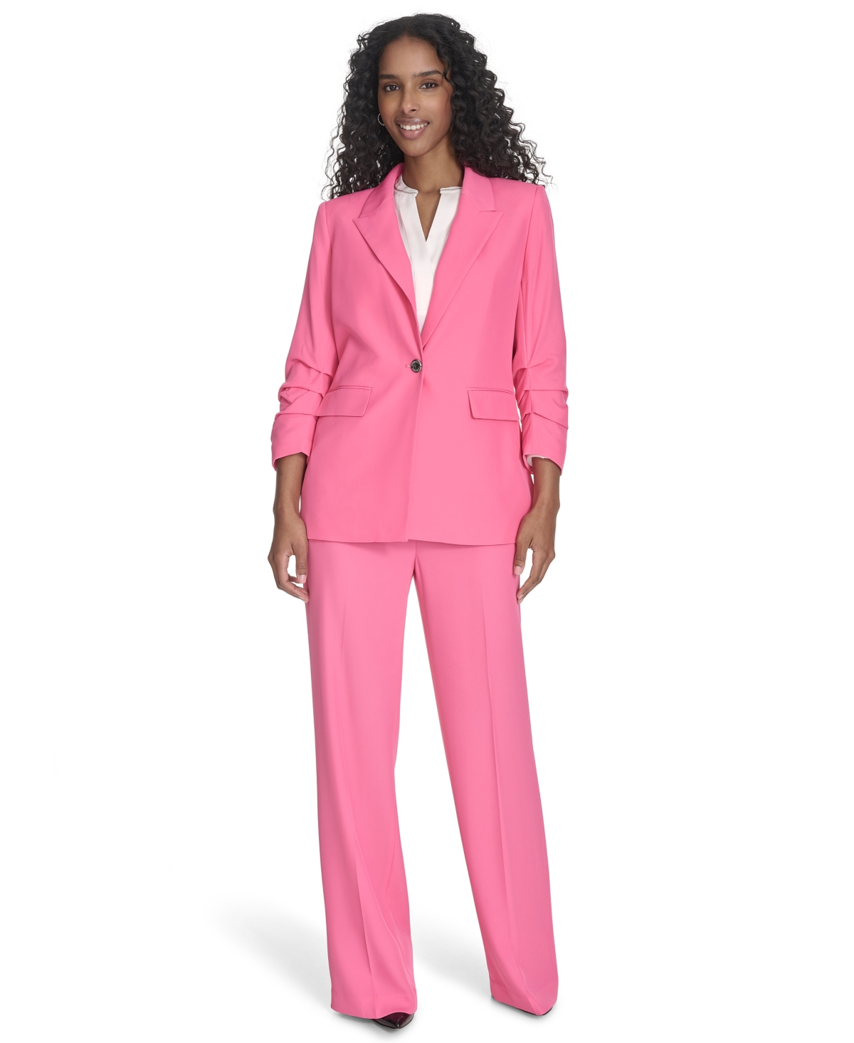 CALVIN KLEIN WOMEN'S ONE-BUTTON 3/4-SLEEVE BLAZER 
