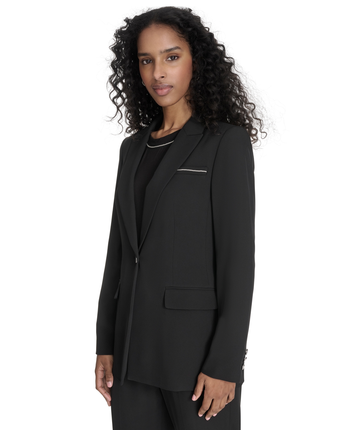 Calvin Klein Women's One-button Blazer In Black