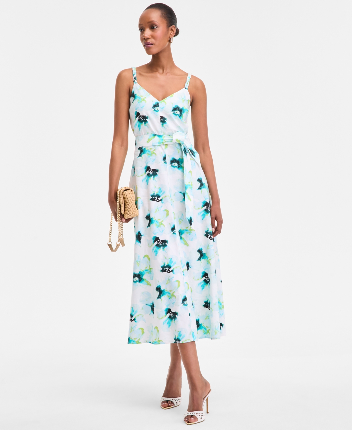 Inc International Concepts Inc Women's Printed Braided-strap Midi Dress, Exclusively At Macy's