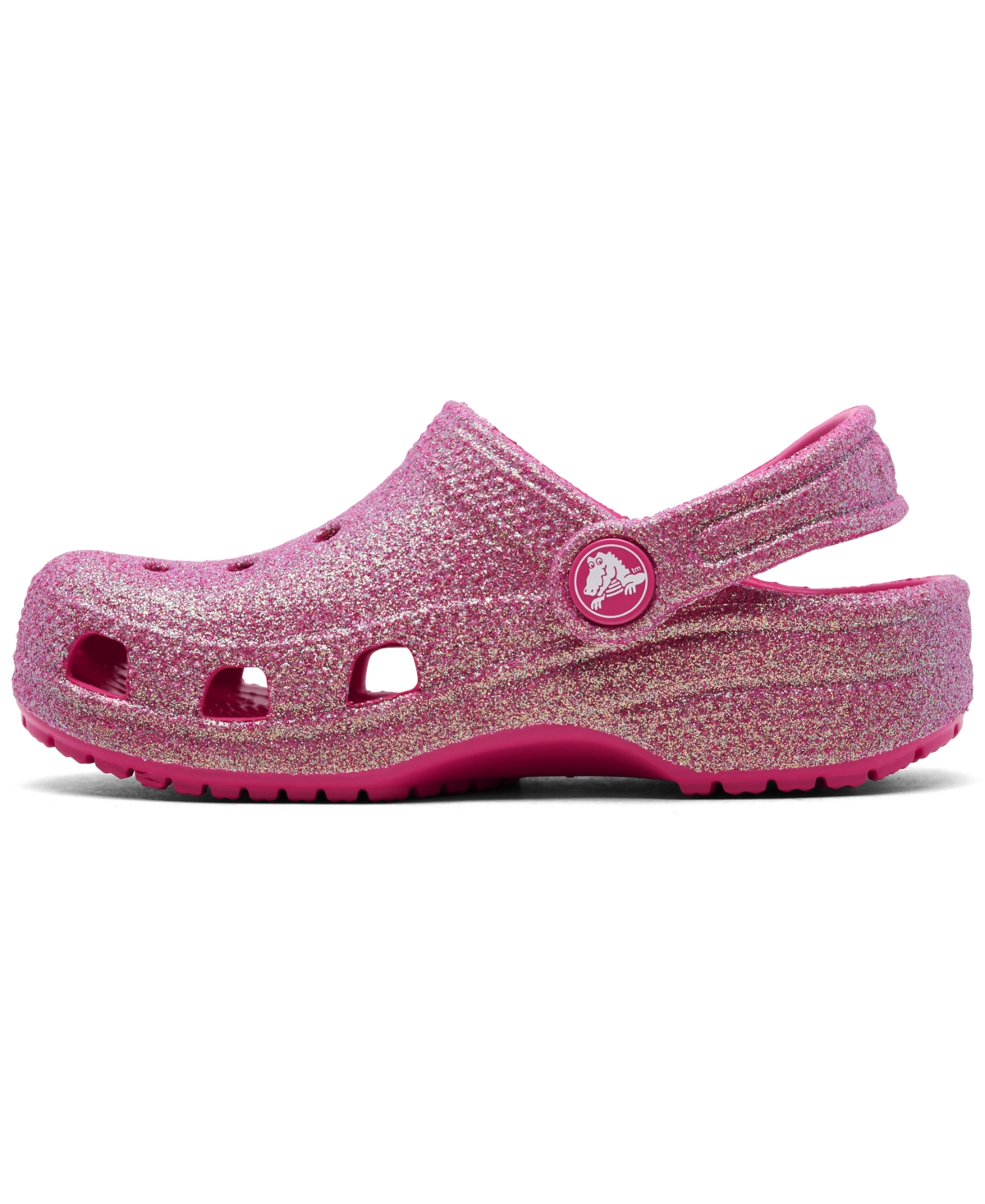 Crocs Little Girls Classic Glitter Clogs From Finish Line In Dragonfruit