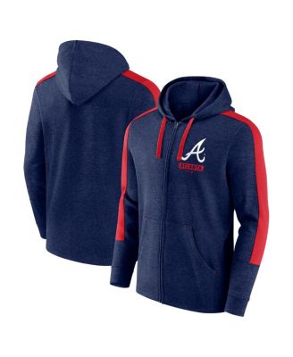 Fanatics - Men's Heather Navy Atlanta Braves Gains Fleece Full-Zip Hoodie