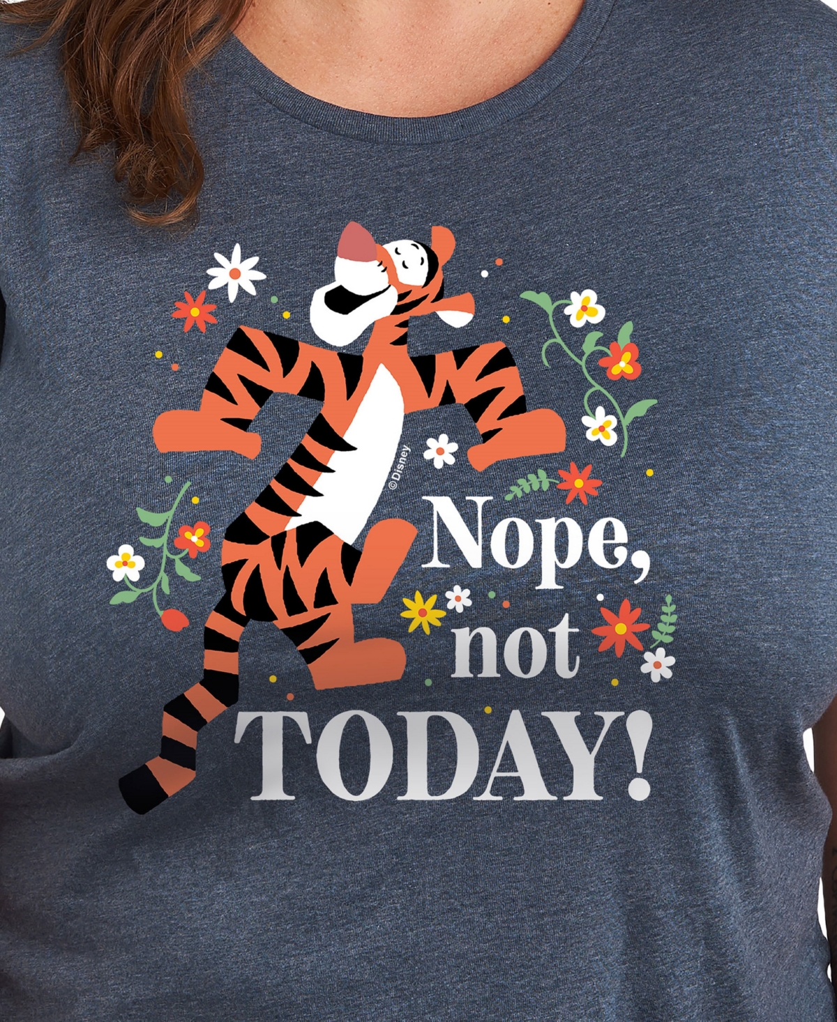 Hybrid Apparel Trendy Plus Size Winnie The Pooh Nope Not Today Graphic Crew Neck T-shirt In Blue