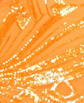 Juniors' Sequined Lace-Up-Back Gown