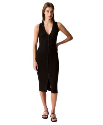 Calvin Klein Jeans - Women's Rib-Knit Sleeveless Midi Dress