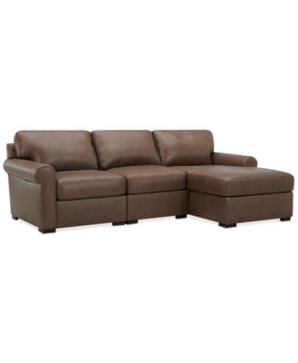 Radley Roll Arm 104" 3-Pc. Leather Sectional, Exclusively at Macy's