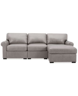 Radley Roll Arm 104" 3-Pc. Leather Sectional, Exclusively at Macy's