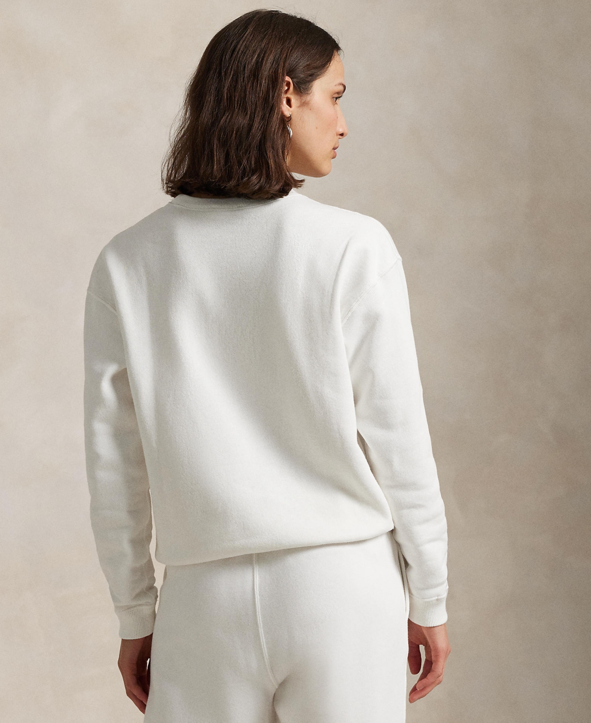 Shop Polo Ralph Lauren Women's Fleece Crewneck Sweatshirt In White