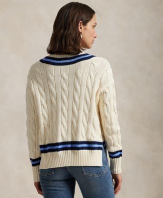 Women's Cable-Knit Cotton Cricket Sweater