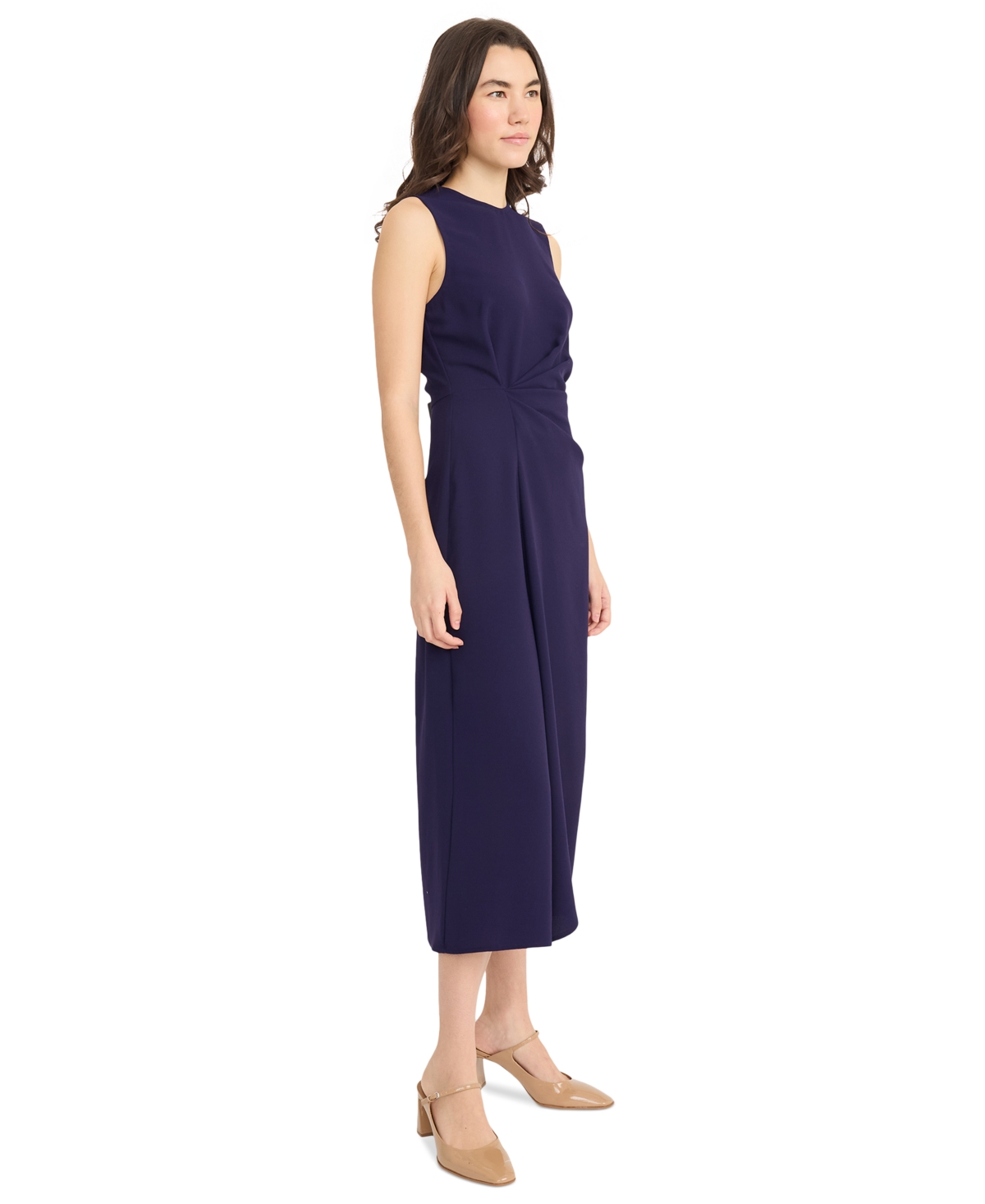 Luxely Nixie Sleeveless Crepe Midi Dress In Evening Blue