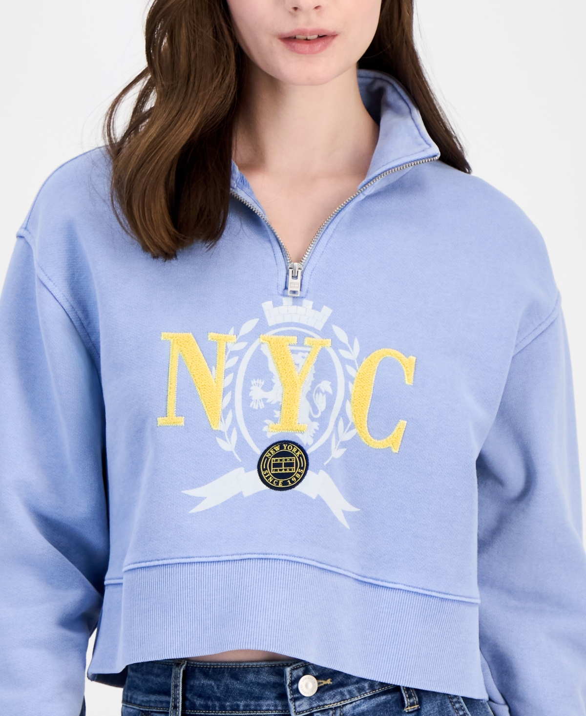 Tommy Jeans Women's Half-zip Varsity Sweatshirt In Sweet Blue